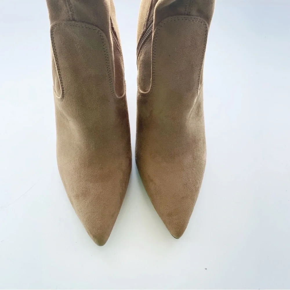 MARC FISHER Garalyn Over The Knee Pointed Toe Boots Natural Tan